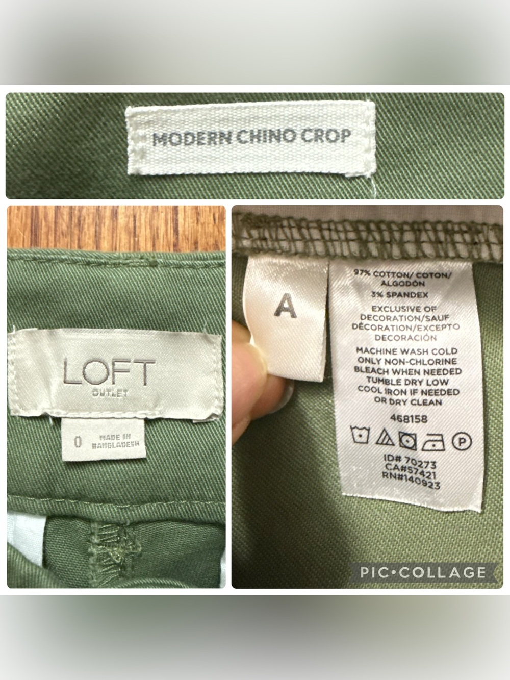 LOFT Modern Chino Crop pants in Olive Green with Side Stripes size 0 - Picture 10 of 12